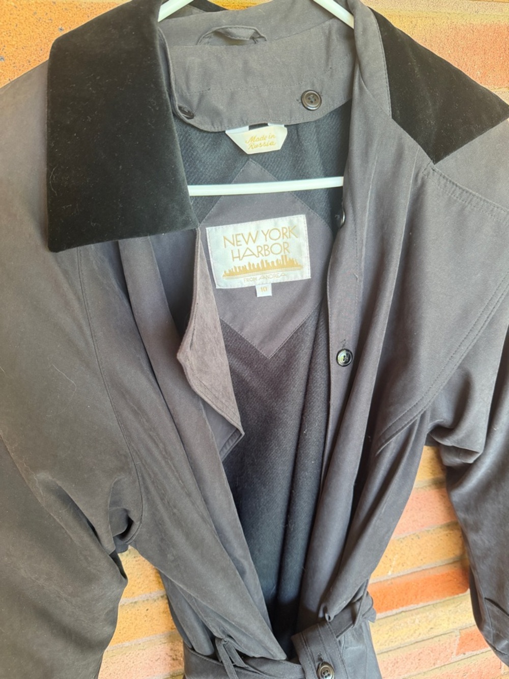 Black Trench Coat with Velvet Collar